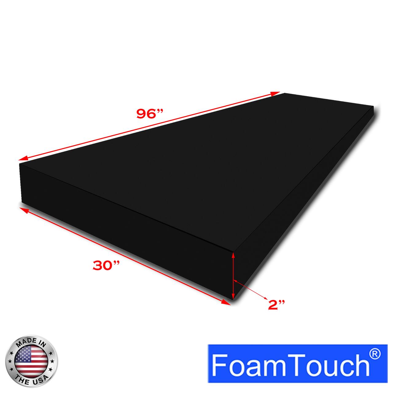 FoamTouch® 2" x 30" x 96" High Density Upholstery Foam